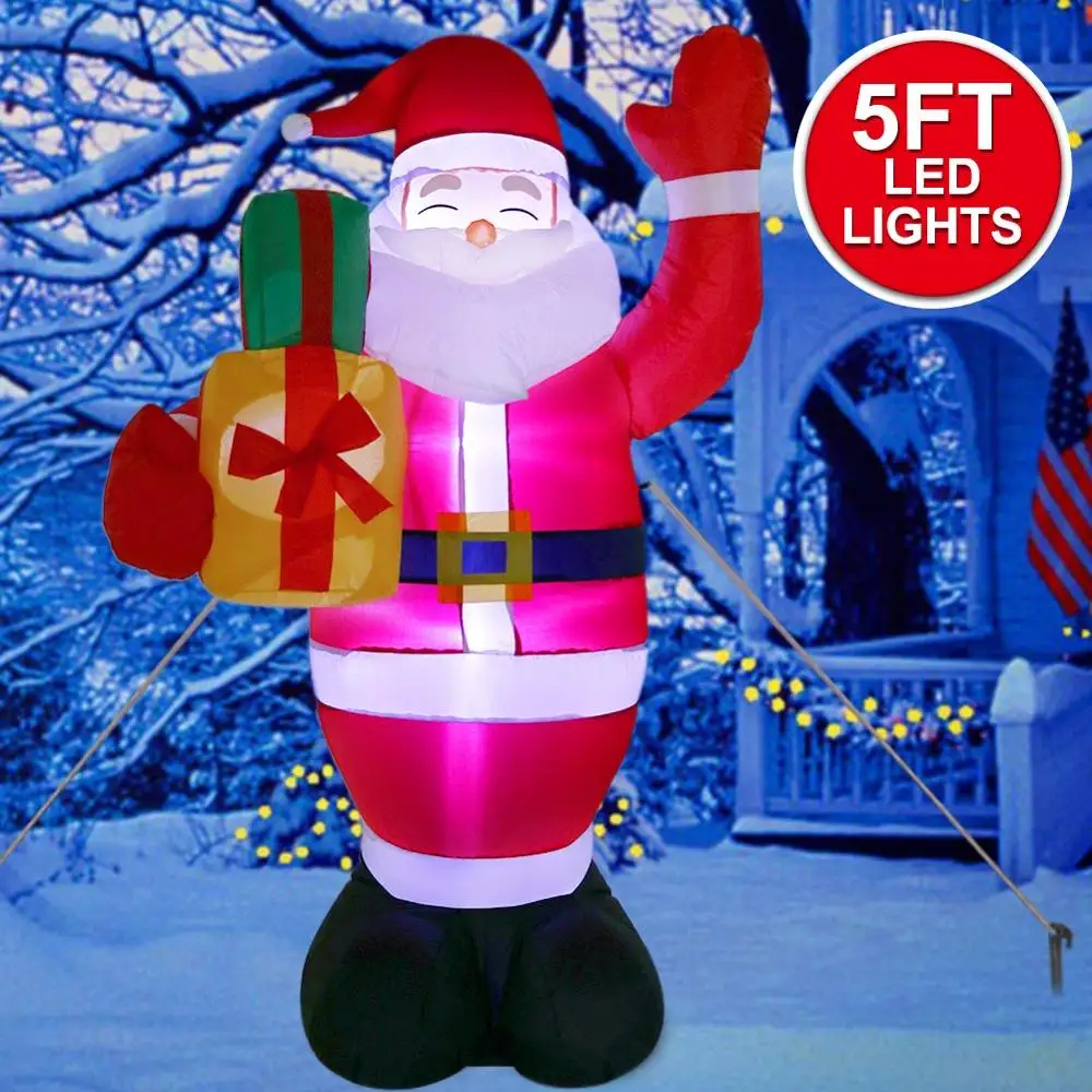 OurWarm 150 см надувной ночной Светильник Санта-Клауса, наружные садовые игрушки, украшения для рождественской вечеринки, Новогоднее украшение