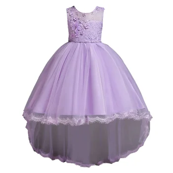 

Retail Kids Girls Elegant Wedding Flower Girl Dress Princess Party Pageant Formal Sleeveless Lace Tulle for 1-14 Y teenager