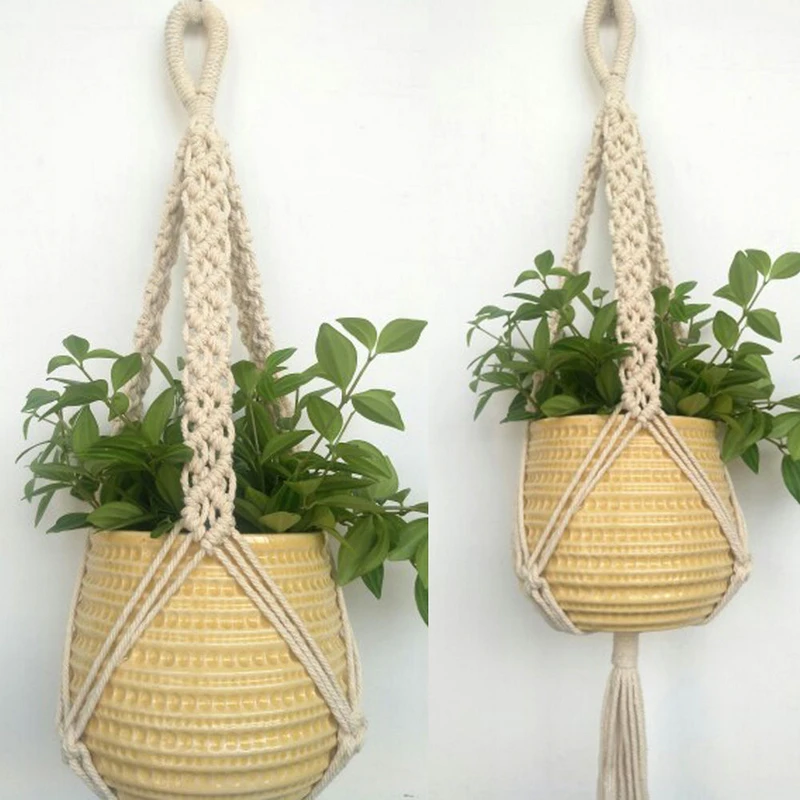1pc Vintage Jute Rope Braided Pot Holder Macrame Plant Hanger Hanging
