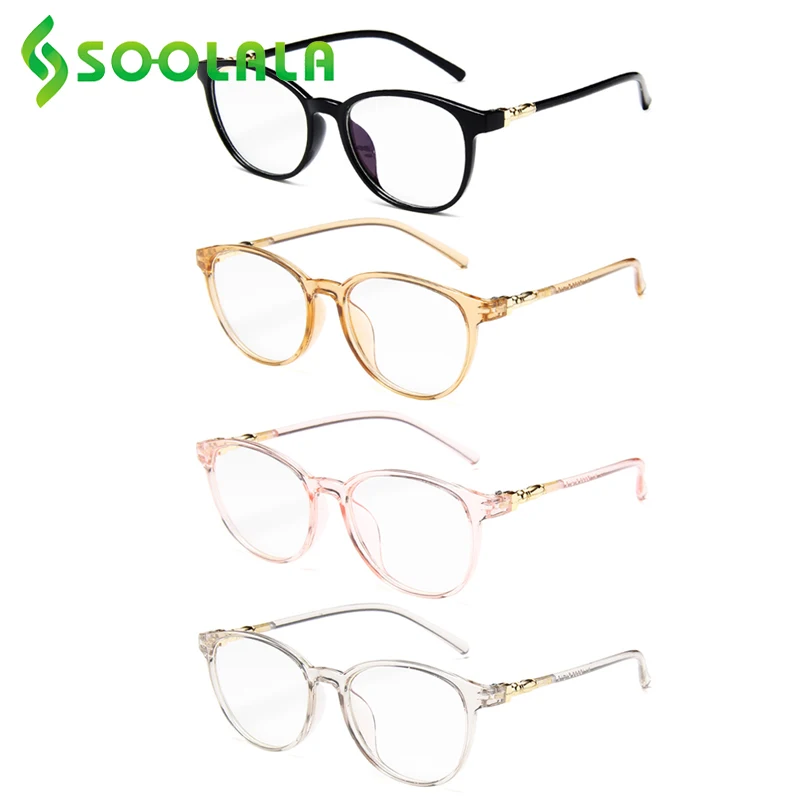 

SOOLALA 4 Pairs Square Anti Blue Light Women Reading Glasses Prescription Lightweight Reader Reading Glasses +0.5 0.75 1.0