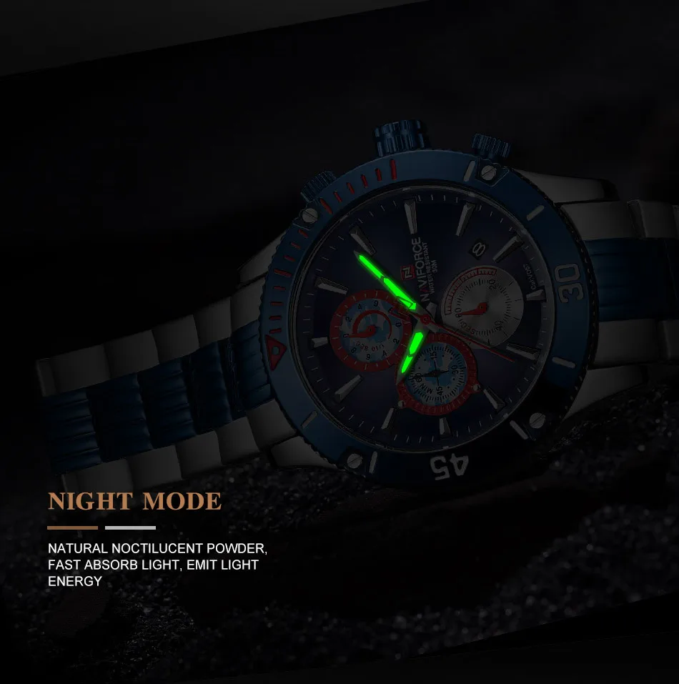 NAVIFORCE мужские часы Топ бренд большой циферблат спортивные часы мужские Роскошные Кварцевые наручные часы хронограф мужские часы Relogio Masculino