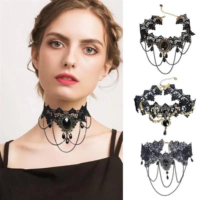 Toporchid Choker Necklace Choker Lace Choker Gothic Necklace for Women（black）