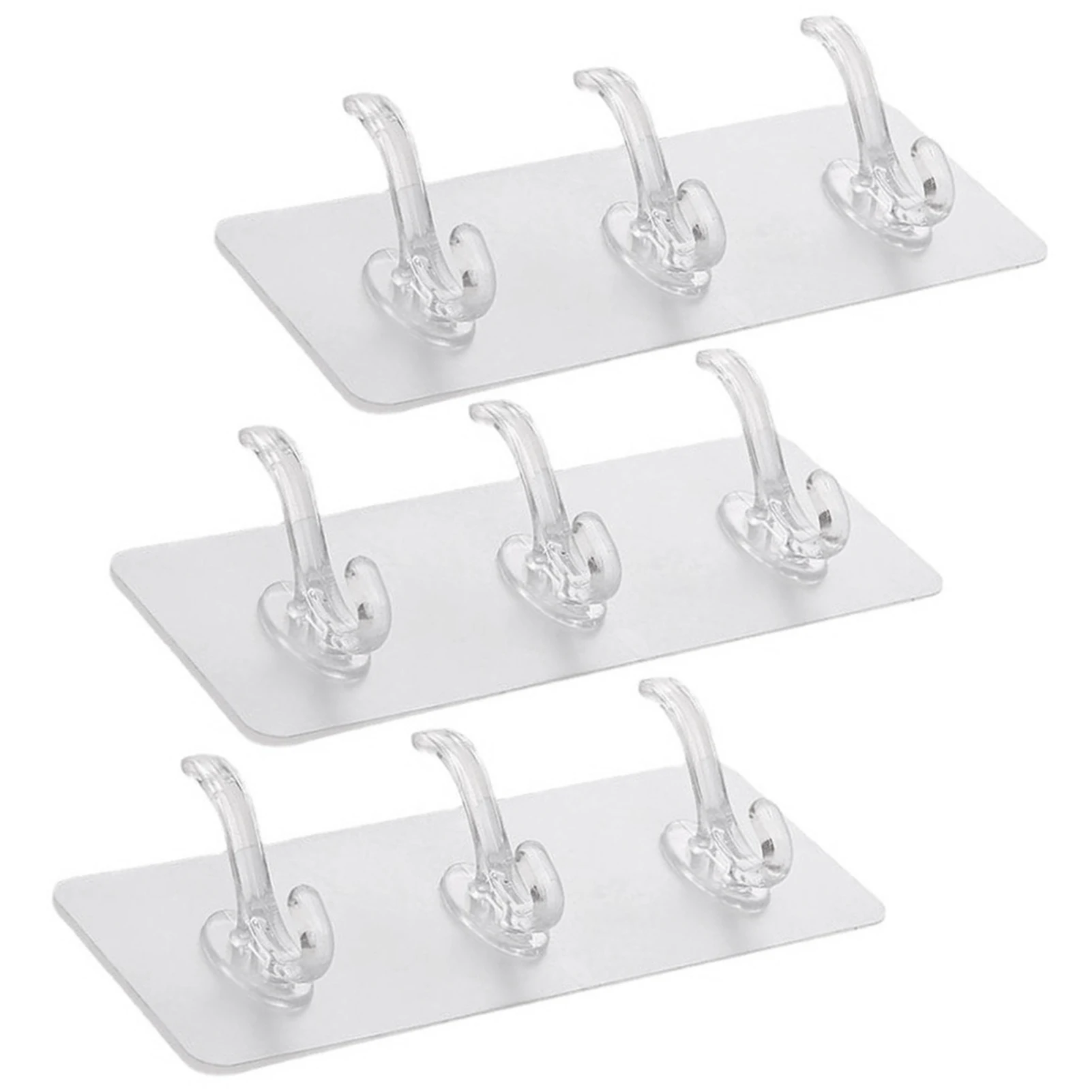 Waterproof 3 Hooks ALIPH- Reusable Self Adhesive Coat Hooks Tape Anti-Rust Multi-Purpose,Wall Mounted Sticky Coat Hooks Rack for Wall Bathroom Kitchen Office Entryway Transparent 