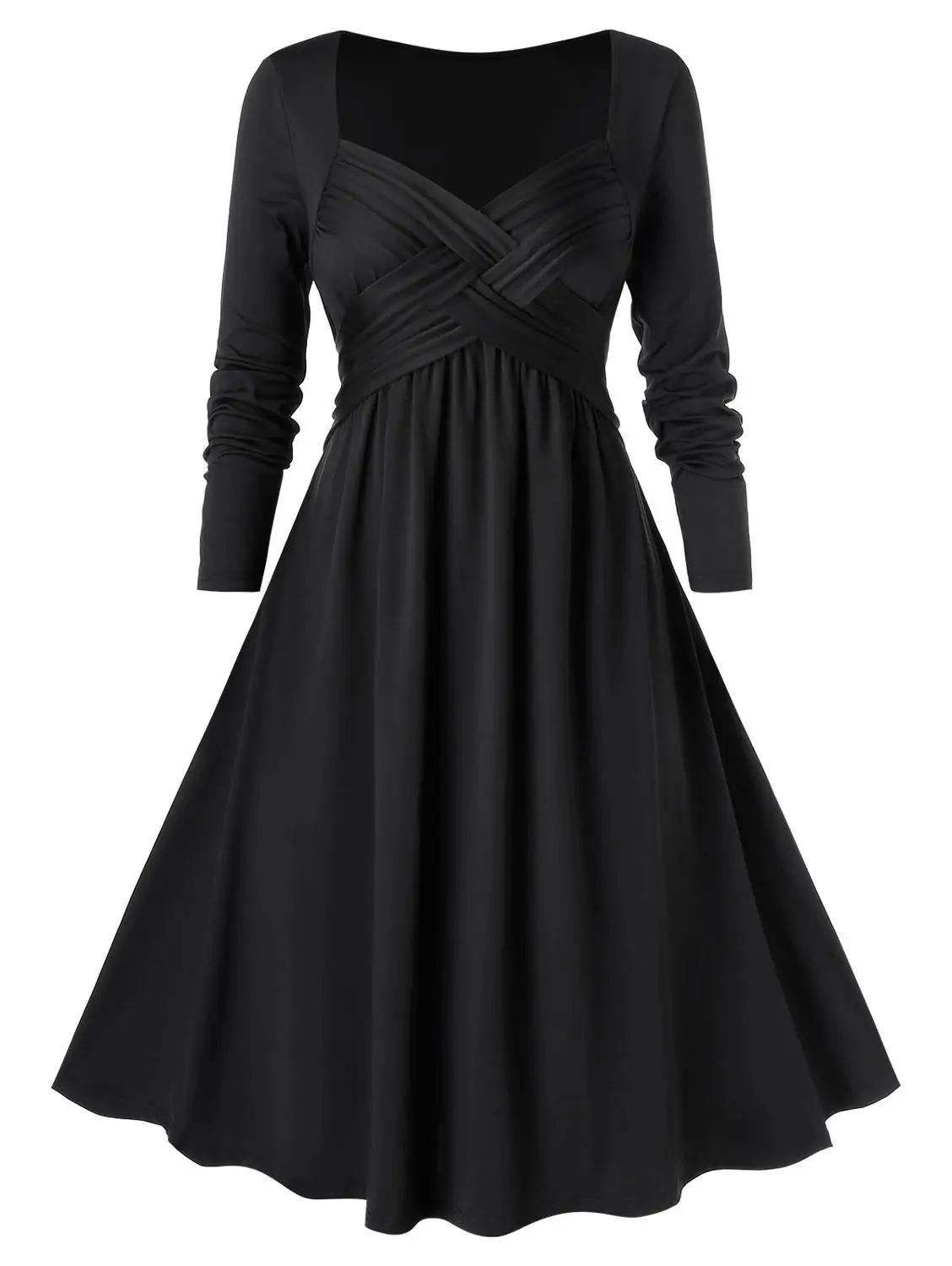 Dress Women High Wasit Criss Cross Midi 