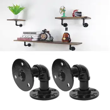 

2Pcs Wall Bracket Retro Style Stainless Steel Wall Mounted Clapboard Support Shelve