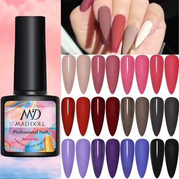 

MAD DOLL 1 Bottle 8ml Pink Purple Blue Mixed Color Gel Nail Polish Long Lasting Soak Off UV Gel Varnish One-shot Nail Art Gel