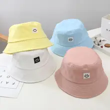 Новинка, детская Панама со смайликом, универсальные кепки в простом стиле, Детская шляпа bob, летняя модная шляпа от солнца