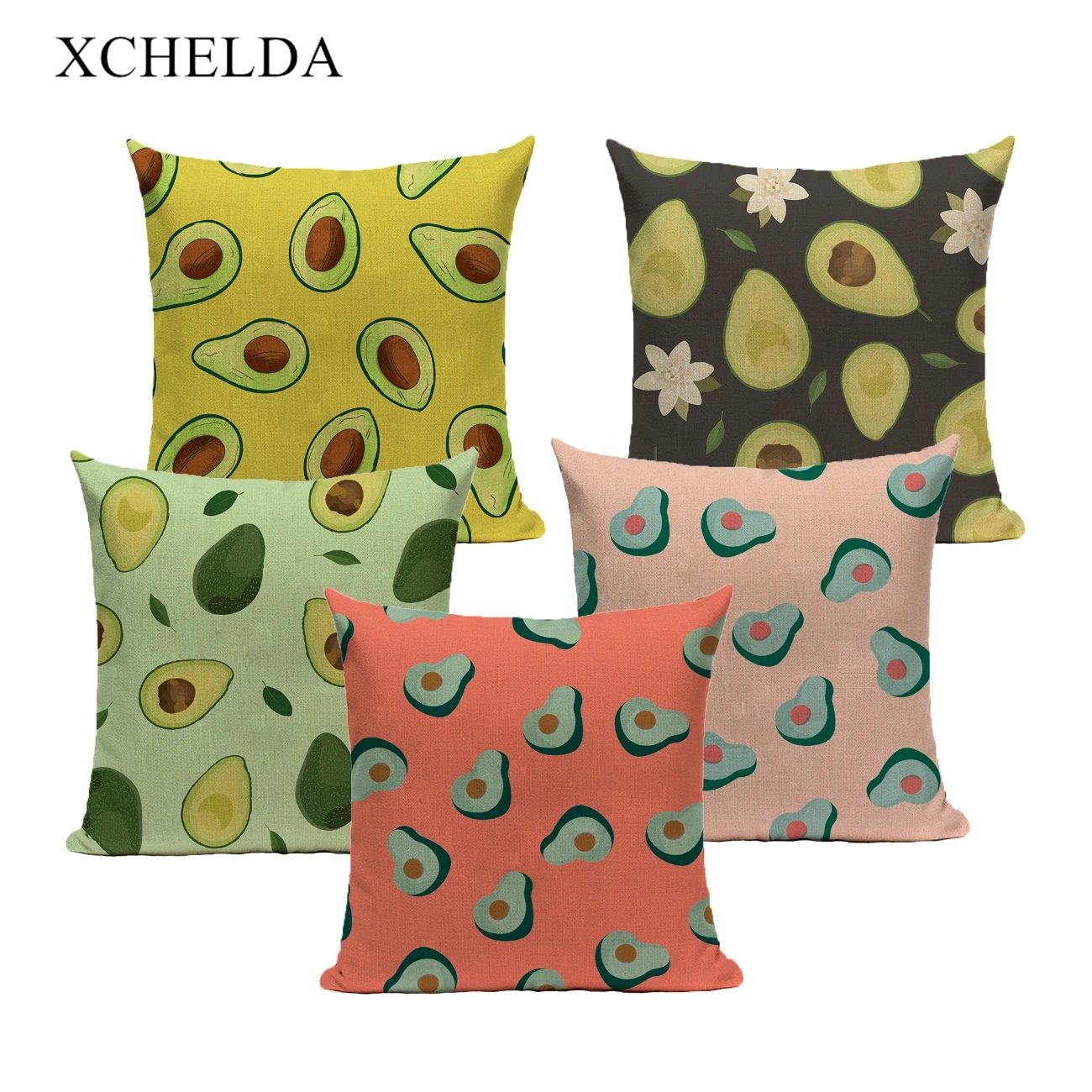 

Pillow Case Cotton Nordic Style Pillowcase Funny Avocado Decorative 45*45 40*40 for Bedroom Pink Yellow fur Linen Cushion Cover