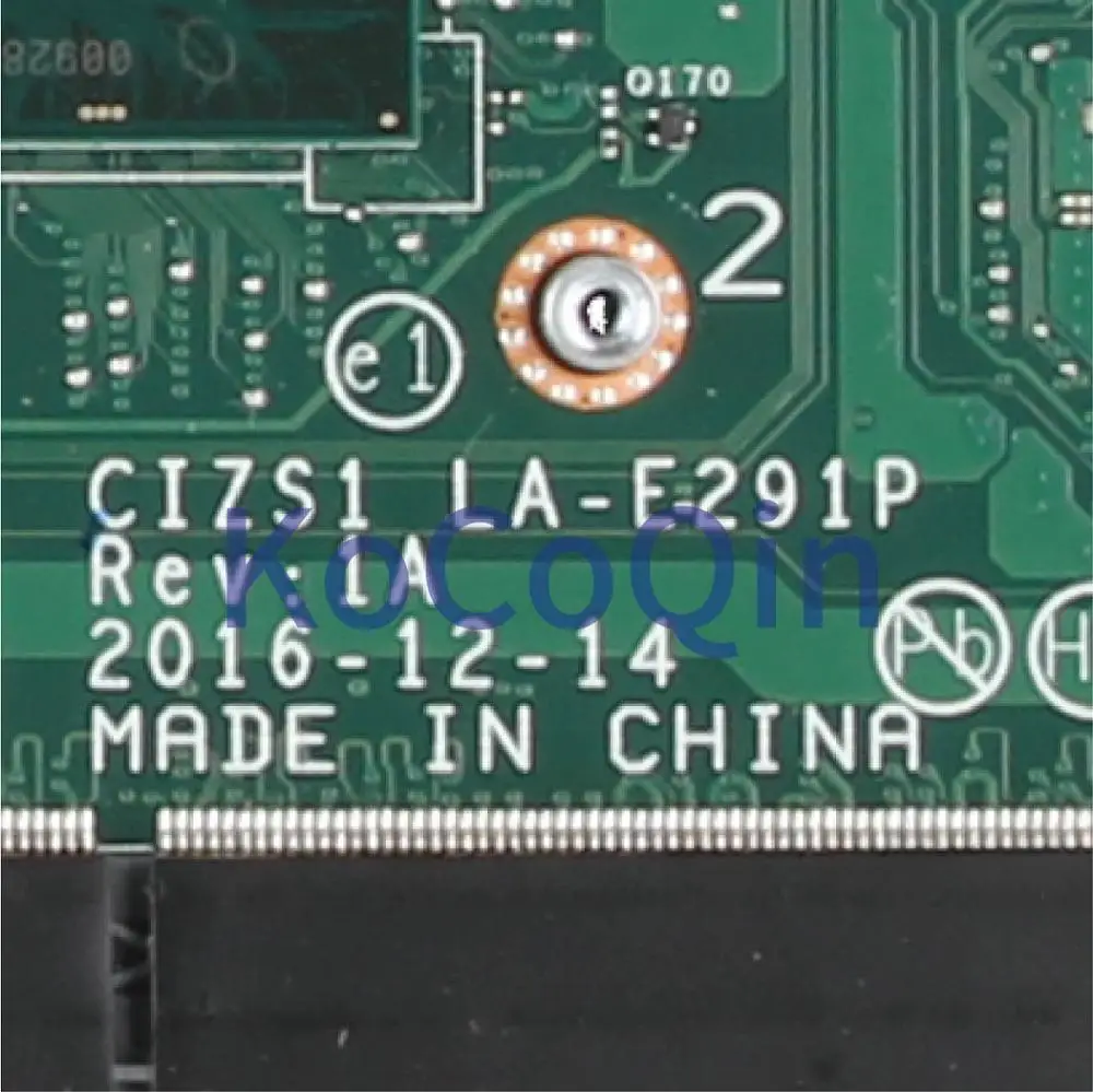 New  KoCoQin Laptop motherboard For LENOVO YOGA 370 SR2ZV i7-7500U Mainboard LA-E291P