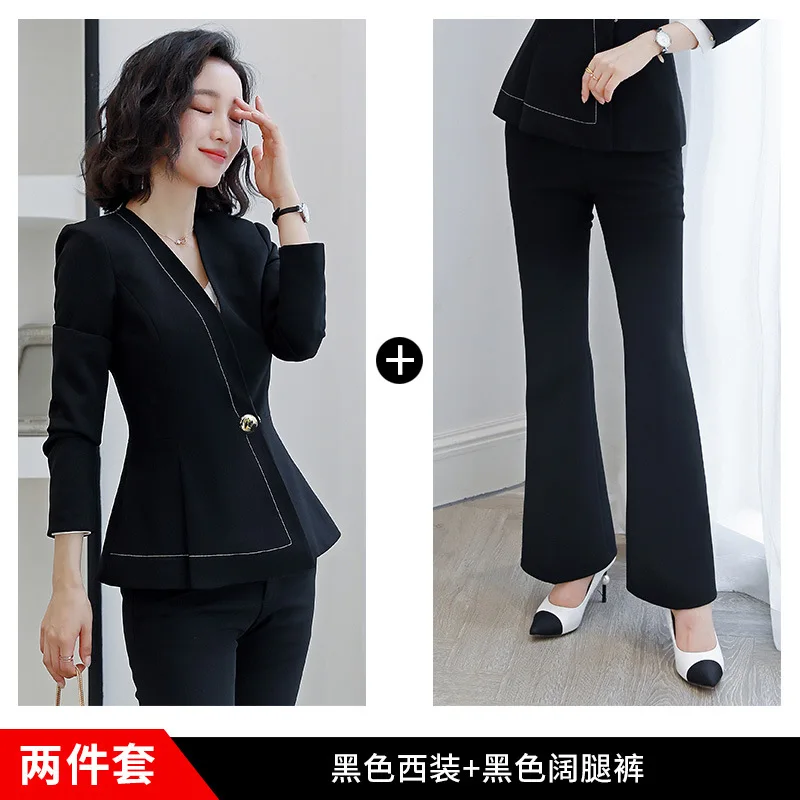 Pants suit Женский комплект из 2 предметов, новая профессиональная одежда, женский костюм, офисный женский комбинезон с длинными рукавами, женский костюм, штаны, комплект из двух предметов - Цвет: Pants suit