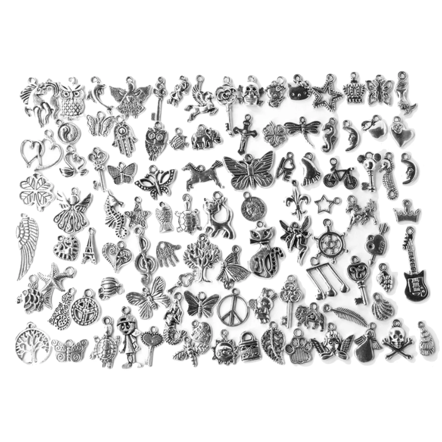 

100 Styles Alloy Mixed Charms Fashion Decorative Cartoon Cute Toys Gift Kids DIY Decoration Necklace Bracelet Toy Making Manual