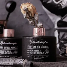 Ins матовая черная стеклянная аромаваза без огня ароматерапия сушеная Цветочная ваза шикарная маленькая бутылка с буквенным принтом украшение для домашнего рабочего стола