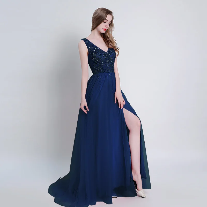 Bridesmaid Wedding Party Dress Lace Appliques Beaded Navy Bridesmaid Dresses Women Formal Party wedding Gowns - Цвет: as picture