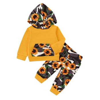 

Autumn 0-24M Newborn Girls Clothes Set Baby Girls Floral Print Hooded Top+Trousers 2pcs Set Toddlers Sportwear Clothes New