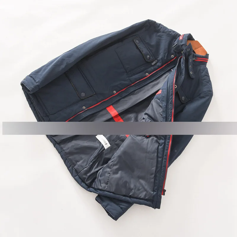 105go Men'S Wear Winter New Style Handsome Slim Fit Small Stand Collar Multi-pockets Cotton Coat Workwear Cotton-padded Clothes