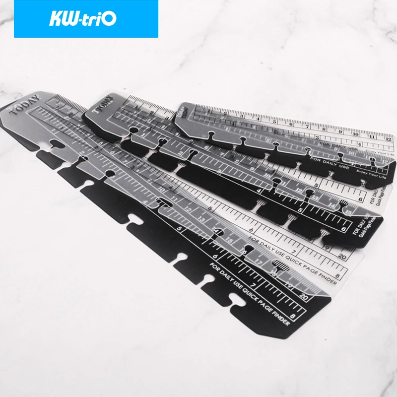 KW-triO Creative Loose Leaf Notebook Bookmark Ruler Index Ruler Separator Mark Flexible Measurement Portable A5 A6 A7 3pcs
