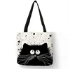 YLWHJJ brand Cute Cat Printing Women Handbag Linen Tote Bags with Print Logo Casual Traveling Beach Bags ► Photo 1/6