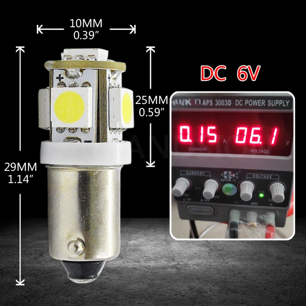 2X6 в, 12 В, 24 В постоянного тока, BA9S T4W BAX9S BAY9S H21W 5050 5SMD 6000K Автомобиль Мотоцикл Скутер светодиодный лампы GLB951 GLB293 без полярности белый 100LM