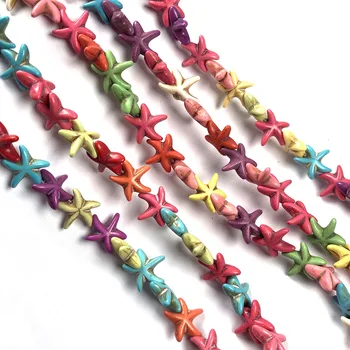 

Natural Stone Loose Beads Mixed Color Starfish Shape Turquoises Beads Strand 14 MM For Jewelry Making DIY Bracelets Necklace