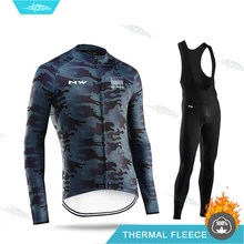 NW велосипедная майка MTB Зимняя одежда для велоспорта с длинными рукавами комплект из джерси Теплая Флисовая одежда комплект одежды для верховой езды Ropa Ciclismo