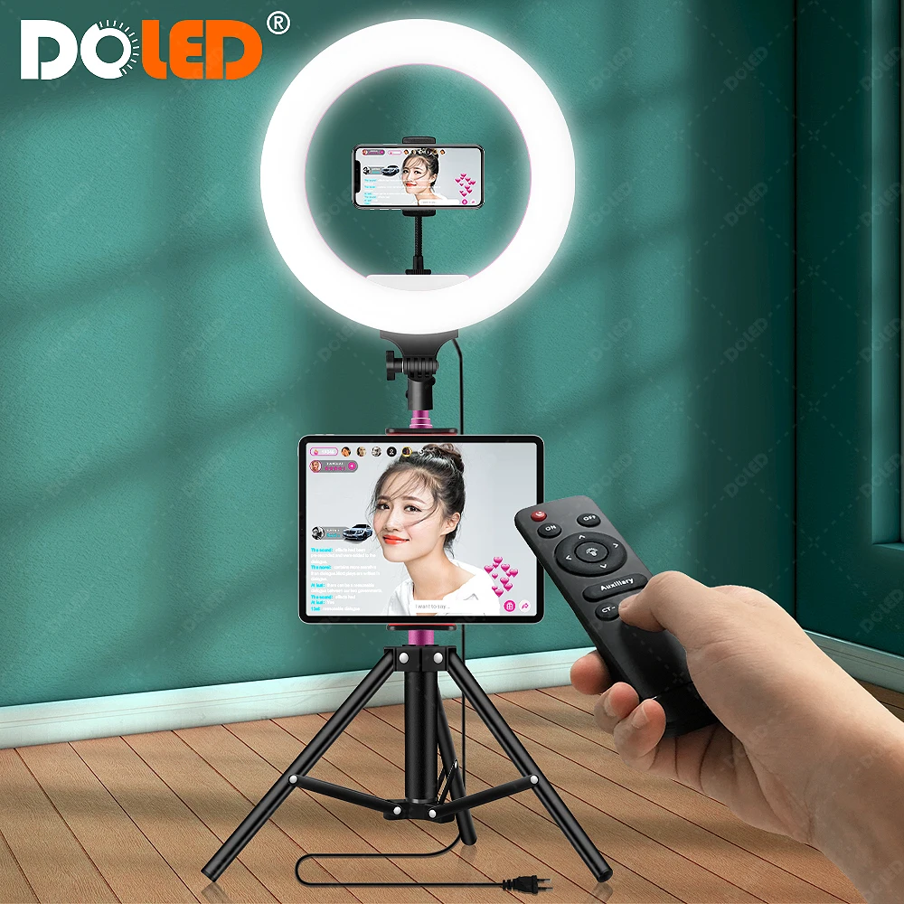 

New LED Ring Light with Remote Dimmable Ringlight Tripod for Studio Lighting Photography Selfie Video Shooting on Youtube Tiktok