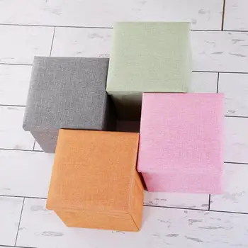 

Storage Boxes Simple Fabric Storage Stool Folding Shoe Bench Footstool Can Sit With Lid Storage Box Stool 30*30*30cm