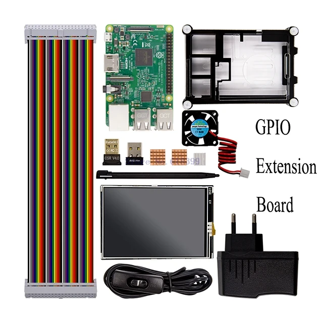 

A2-- For Raspberry Pi 3 Model B Starter Kit +1 Acrylic Case +2.5A Power Supply + USB Cable + Fan + GPIO Adapte