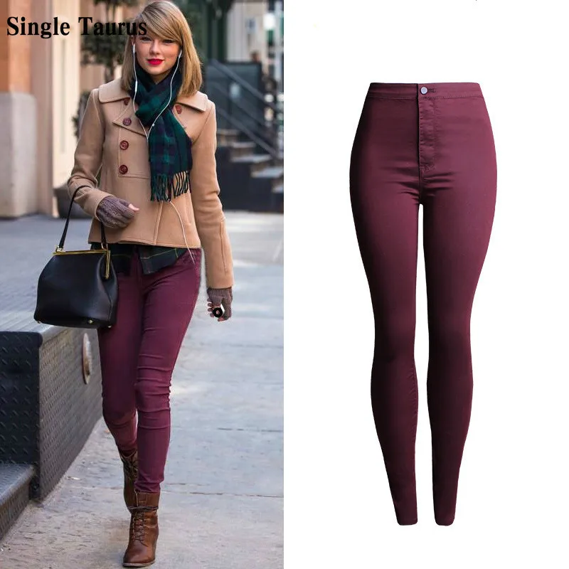 High Waist Jeans Women High Quality Elasticity Skinny Jeans Mujer Push Up  Pencil Pants Pantalon Femme Red Wine Jeans Feminino|jeans feminino|waist  jeans womenhigh waist jeans - AliExpress