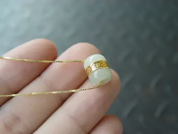 

Certified Gold Inlaid Natural Hetian Jade Pendant necklace Lucky Beads Pendant
