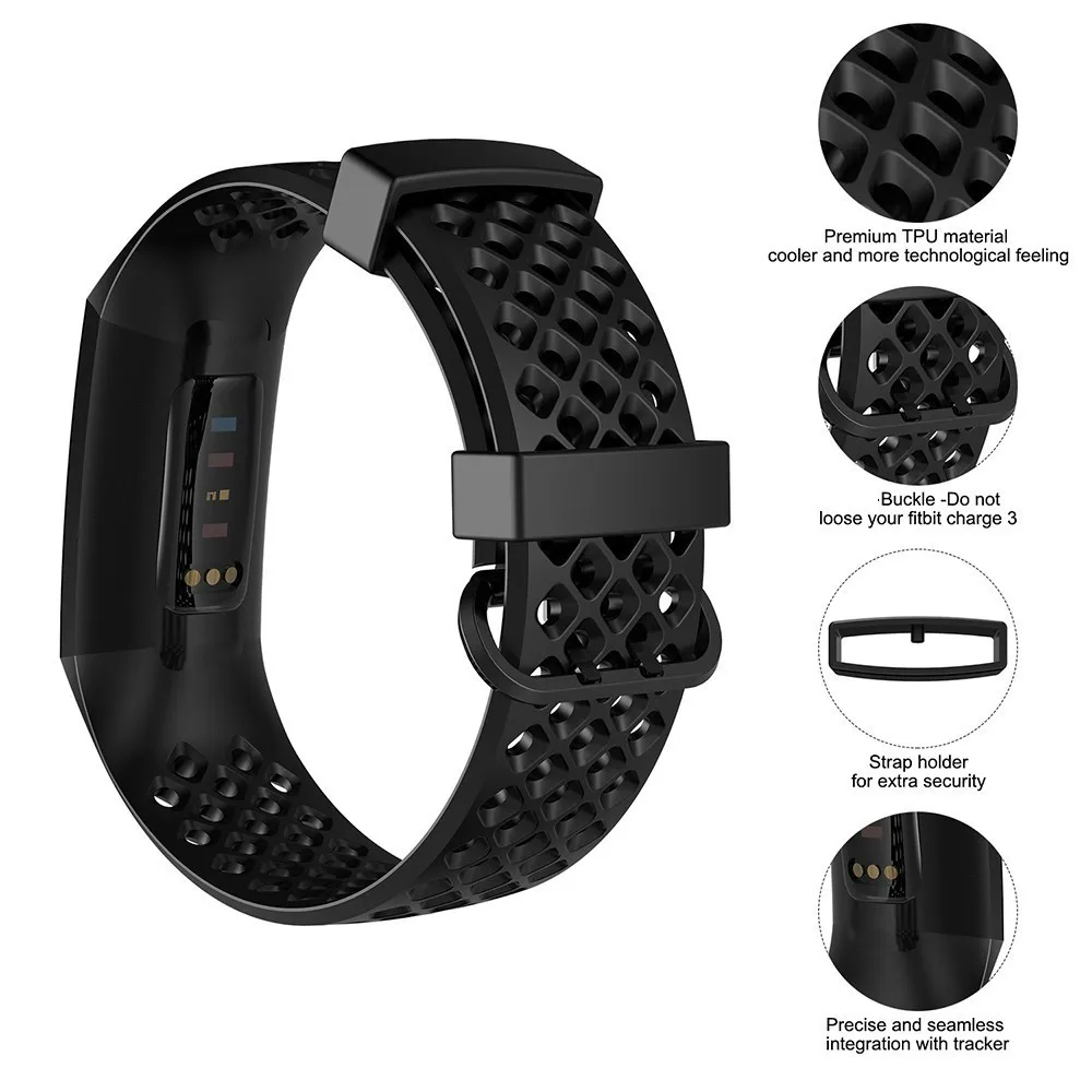 Ремешок силиконовый для Fitbit Charge 3/Charge 3SE водонепроницаемый сменный Браслет