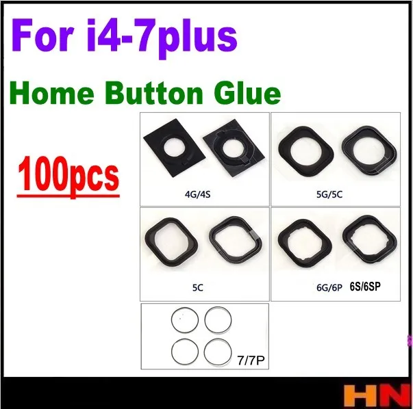 100pcs Home Button Glue Adhesive Rubber Gasket Sticker Holder For iPhone 4 4S 5 SE 5S 5C 6 6S 7 Plus Replacement Part | Мобильные
