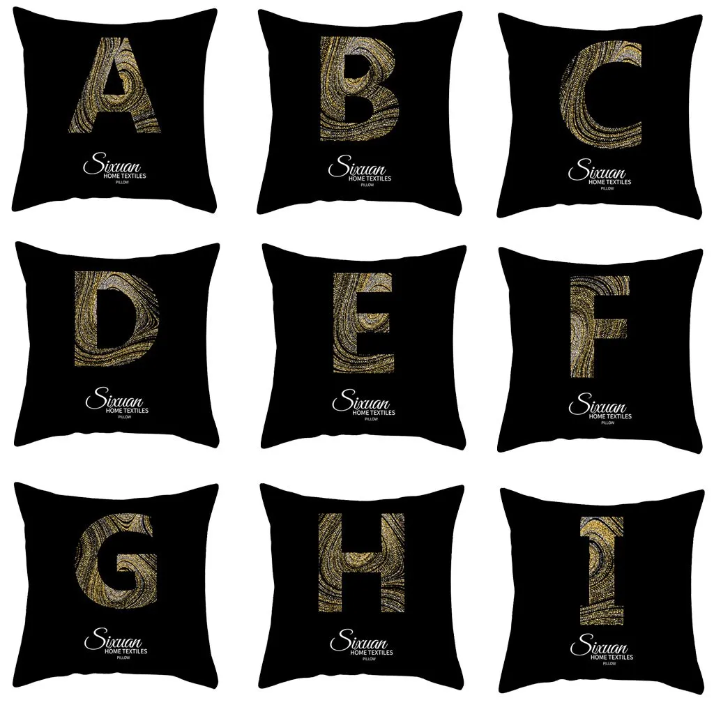Украшение для дома Наволочка на подушку из чистой черной кожи с буквенным