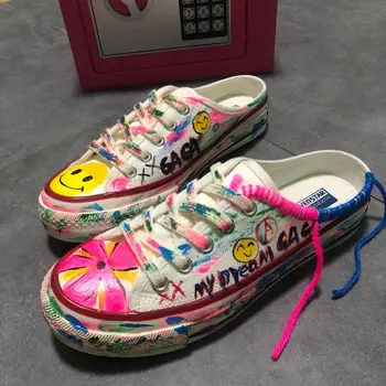

2020 Woman Shoes Valcanize Graffiti Designer Lollita Shoes with Autumn Summer Casual Street Wear Harajuku Style
