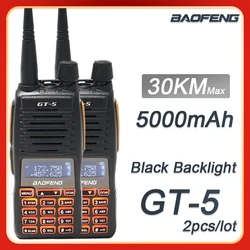 BAOFENG – walkie talkie Double bande Double PTT, Radio amateur bidirectionnelle GT 5 PRO, longue Distance de 30KM, mise à jour uv 82, BF UV 82, 2 pièces/lot 