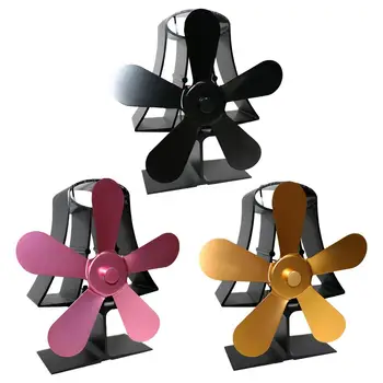 

Heat Powered Stove Fan 5 Blades Aluminum Low Noise Home Heat Distribution Fan Burner Heat Sink Ventilation Device