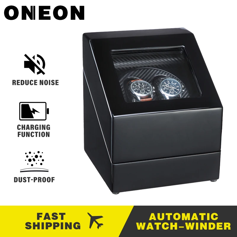 

ONEON Black Automatic Watch Winder Auto Silent Motor Watch Display Case with Dual Power Supply Watches Winder,Watch Display Case