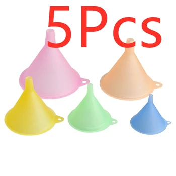 

5 Pcs/Set 5 Size Candy Color Liquid Oil Funnel Liquid Transfer Funnel Kitchen Lab Funnel Supplies Anti-fouling Durable Funnel
