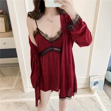 Халаты женские ощущения полые ремни платье костюмы Домашняя одежда с длинными рукавами модные пижамы кружевные халаты, пижамы sexys damas