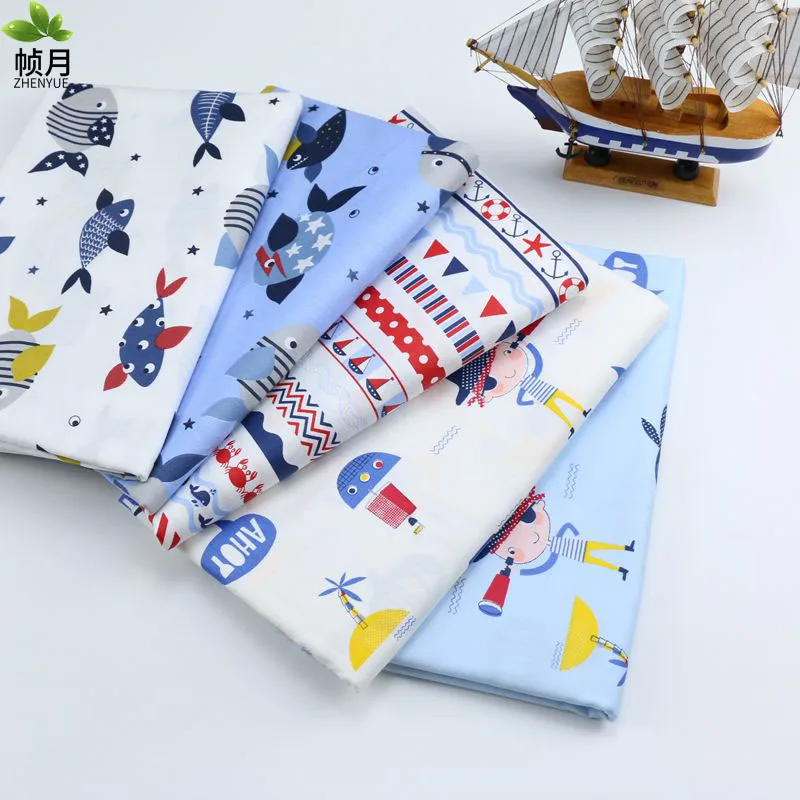 Лоскутное изделие из хлопчатобумажной ткани для шитья DIY ручной работы Домашний матерчатый тканевый для платья занавес пэчворк мультфильм рыба 5 штук