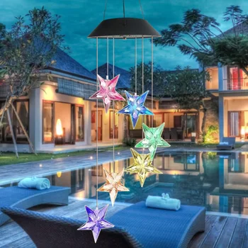 

Star LED Solar Wind Chimes Lights Color Changing Multi-functional Texture Durable Practical Garden Yard Decor Hanging Lamps