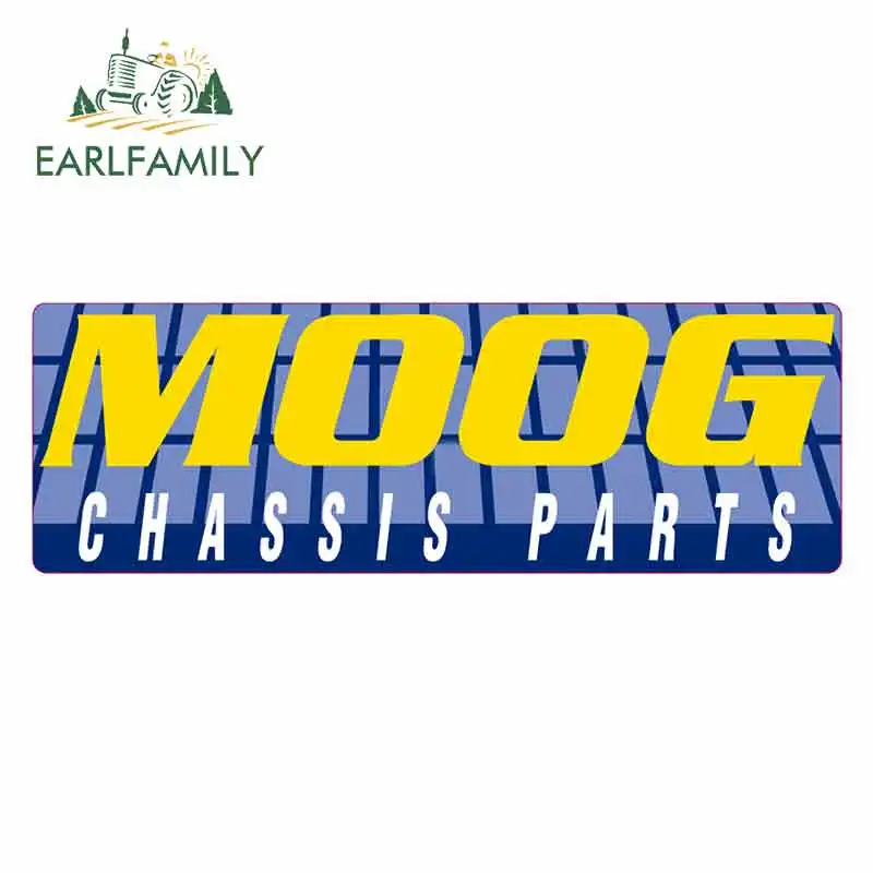 

EARLFAMILY 13cm x 4.4cm for Moog Chasis Parts Logo Car Stickers Vinyl JDM Bumper Trunk Truck Graphics Windshield Bumper Windows