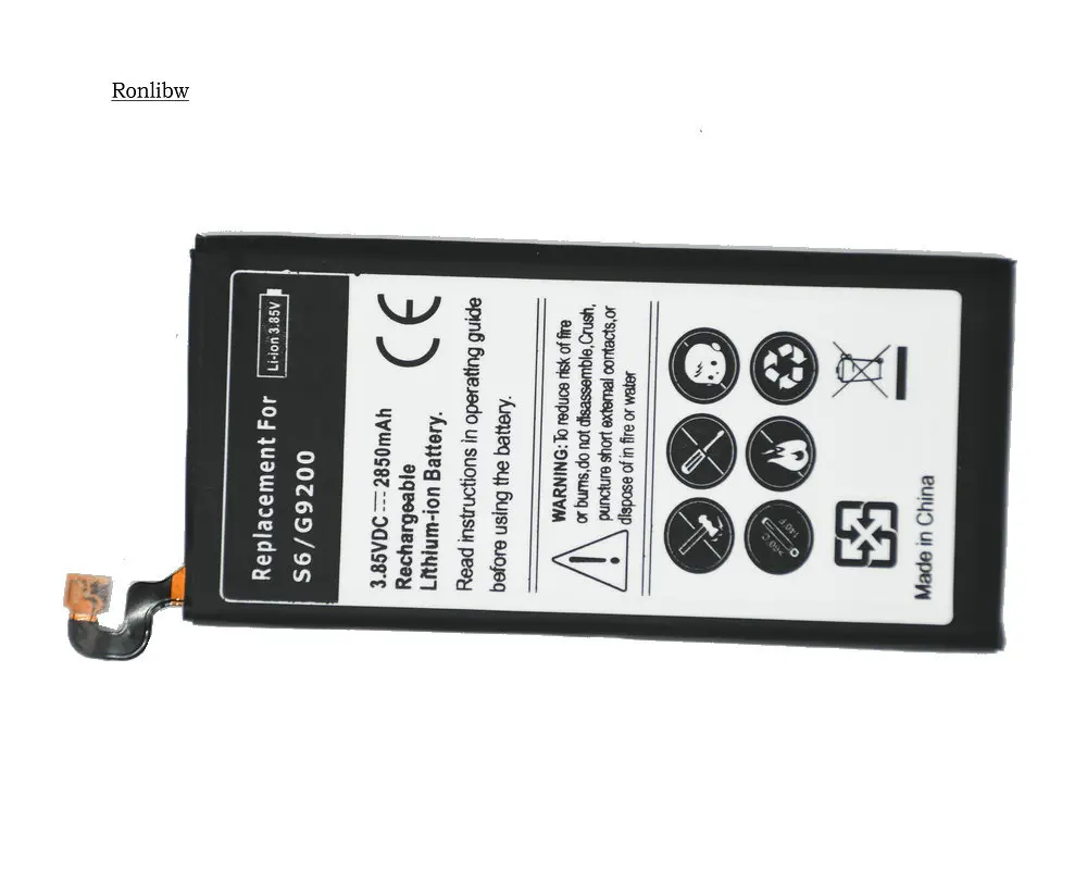 Ronlibw 5 шт. 2850 мА/ч EB-BG920ABE Замена Батарея для Samsung Galaxy S6 G9200 G920f G920i G920A G925S G920K G920L G920S |