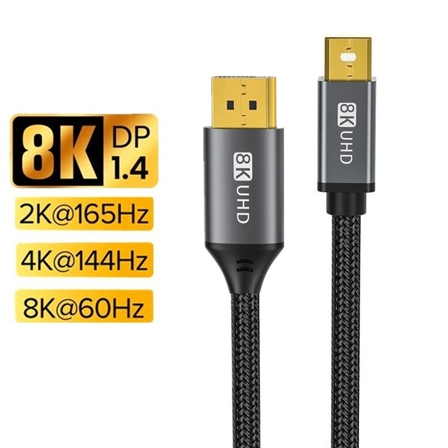 2 Mini Display port Cable Mini DP Cable to DisplayPort 1.4 8K Adapter for Macbook Pro Air Projector 4K Mini DP Cable