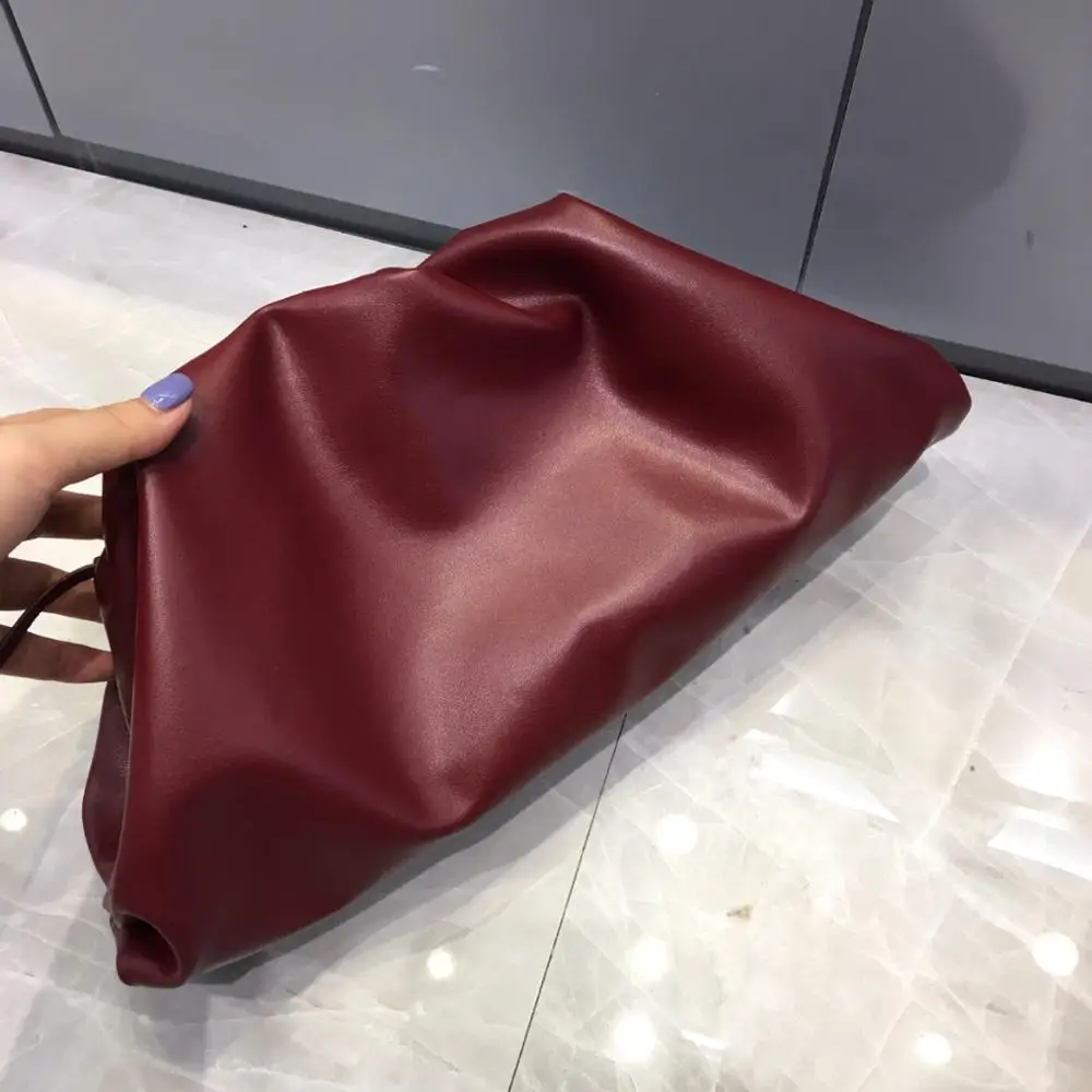 large wine red Сумка из натуральной кожи, сумка-конверт, роскошные сумки, женские сумки, дизайнерские объемные, округлые формы, кошельки и сумки, клатчи - Цвет: large wine red