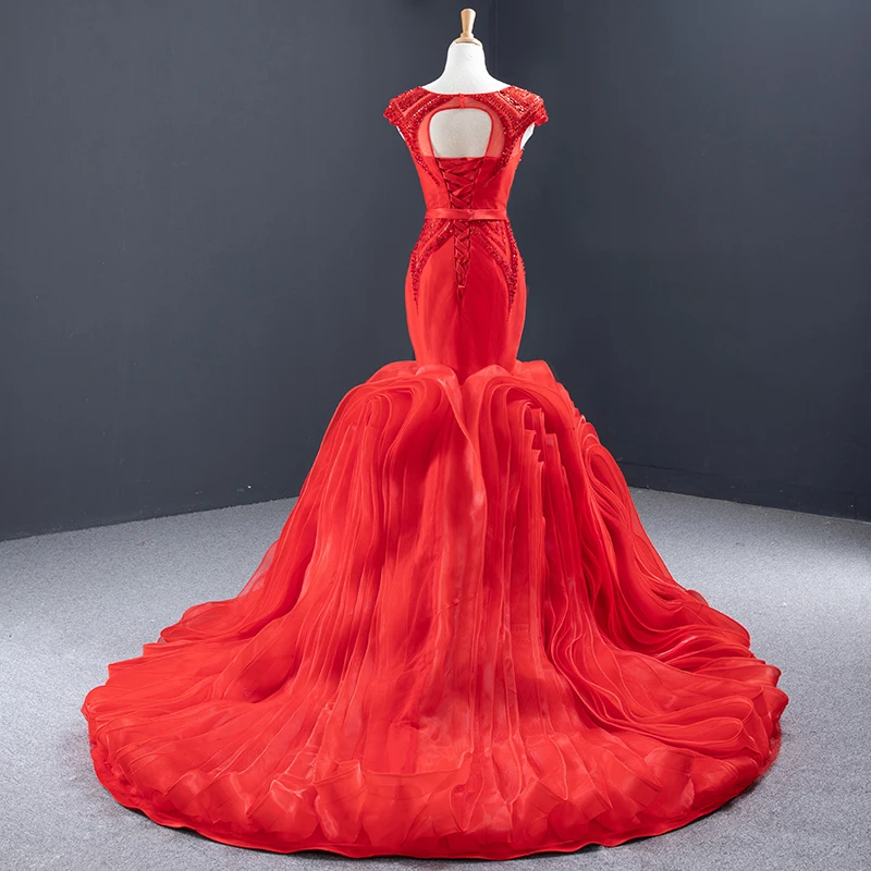 RSM66926 Red New Style Evening Dress Banquet Wedding Activity Ruffled Sequined Trendy Pattern Fishtail вечерные платье 2021 2