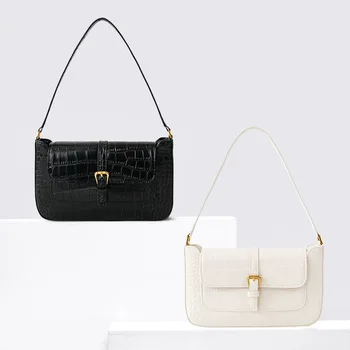 

Women 2020 New Fashion Armpit Bag Vintage Solid Color Alligator Pattern Portable Shoulder Package Phone Pack C561