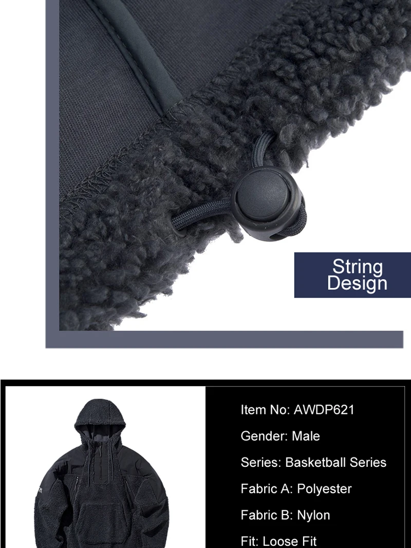 Li-Ning Мужская баскетбольная толстовка с капюшоном BAD FIVE Po, теплая флисовая толстовка свободного кроя с подкладкой из полиэстера, спортивное зимнее пальто, свитер AWDP621 MWW1628