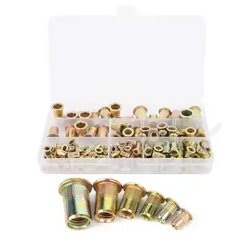 

150PCs Rivet Nut Set Hardware Accessories Fastener Color Zinc Plating M3 M4 M5 M6 M8 M10 wood insert nut