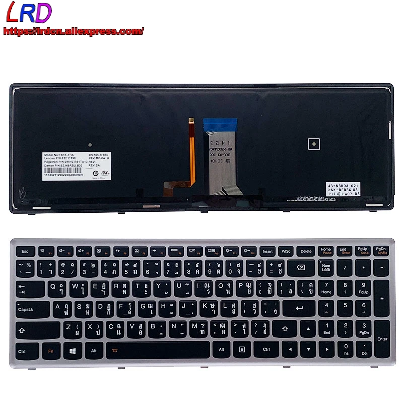 Новая Оригинальная тайская клавиатура с подсветкой TH для ноутбука Lenovo Ideapad Z710 U510