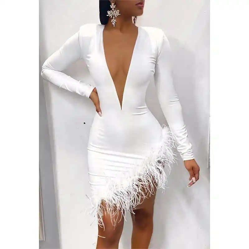 feather bodycon dress